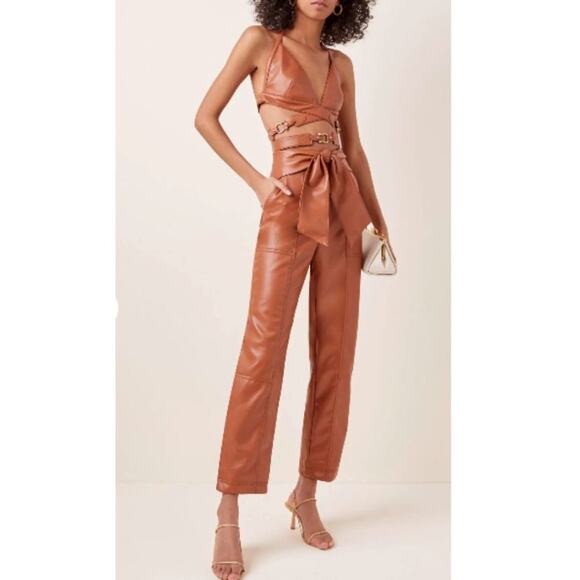 Jonathan Simkhai Tessa Vegan Leather Pants 2 Brown NWT